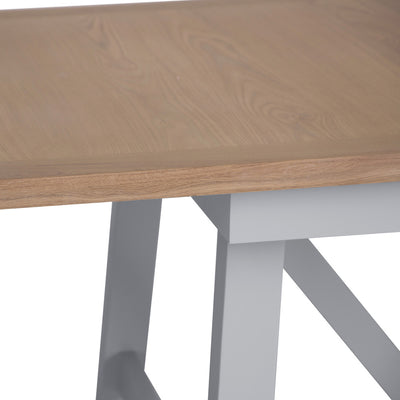 Earlham Grey Painted & Oak - 1.8m Refectory Extending Dining Table, PLUS x6 Cross Back Chairs - Wooden Seats