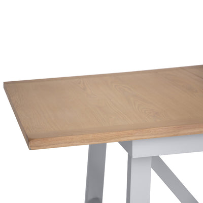 Earlham Grey Painted & Oak - 1.8m Refectory Extending Dining Table, PLUS x6 Cross Back Chairs - Wooden Seats