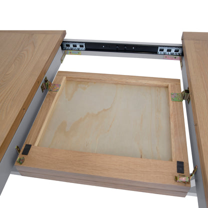 Earlham Grey Painted & Oak - 1.8m Refectory Extending Dining Table, PLUS x6 Ladder Back Chairs - Fabric Seats