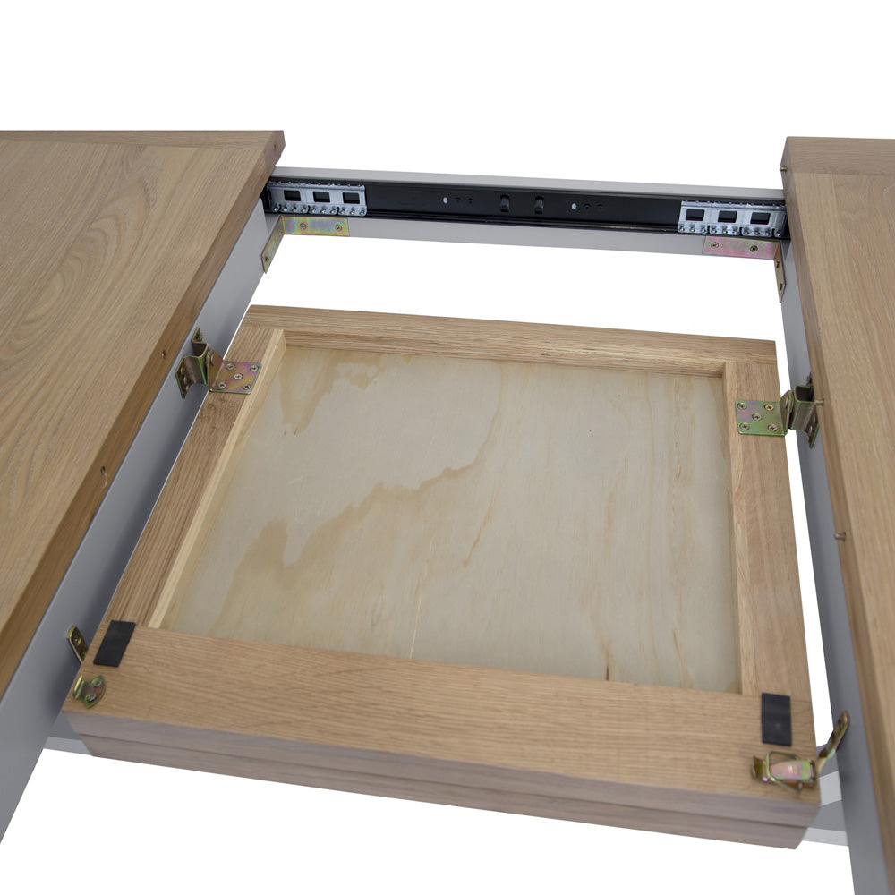 Earlham Grey Painted & Oak - 1.8m Refectory Extending Dining Table, PLUS x6 Cross Back Chairs - Wooden Seats