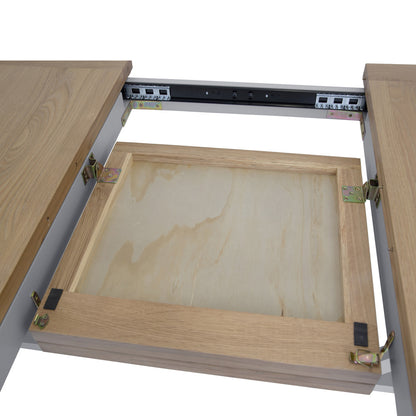 Earlham Grey Painted & Oak - 1.8m Refectory Extending Dining Table, PLUS x6 Cross Back Chairs - Wooden Seats