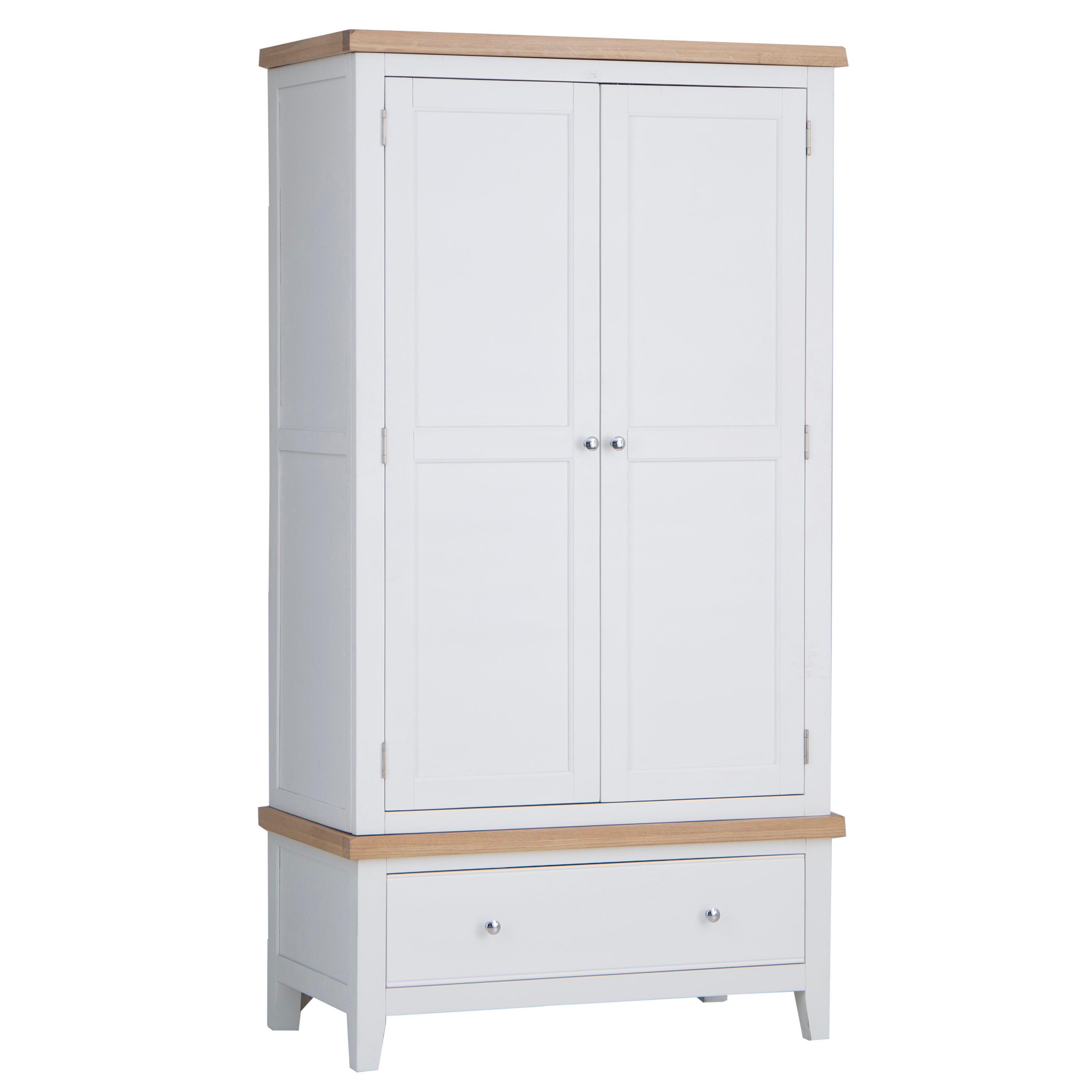 Earlham White Painted & Oak Wardrobe - 2 Door