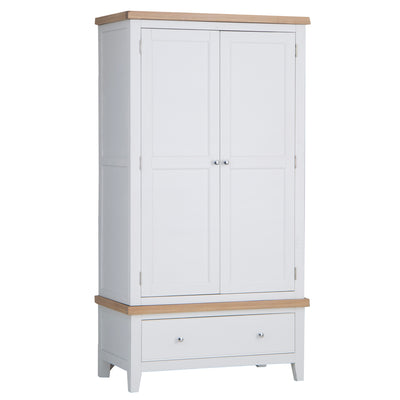 Earlham White Painted & Oak Wardrobe - 2 Door