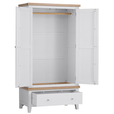 Earlham White Painted & Oak Wardrobe - 2 Door