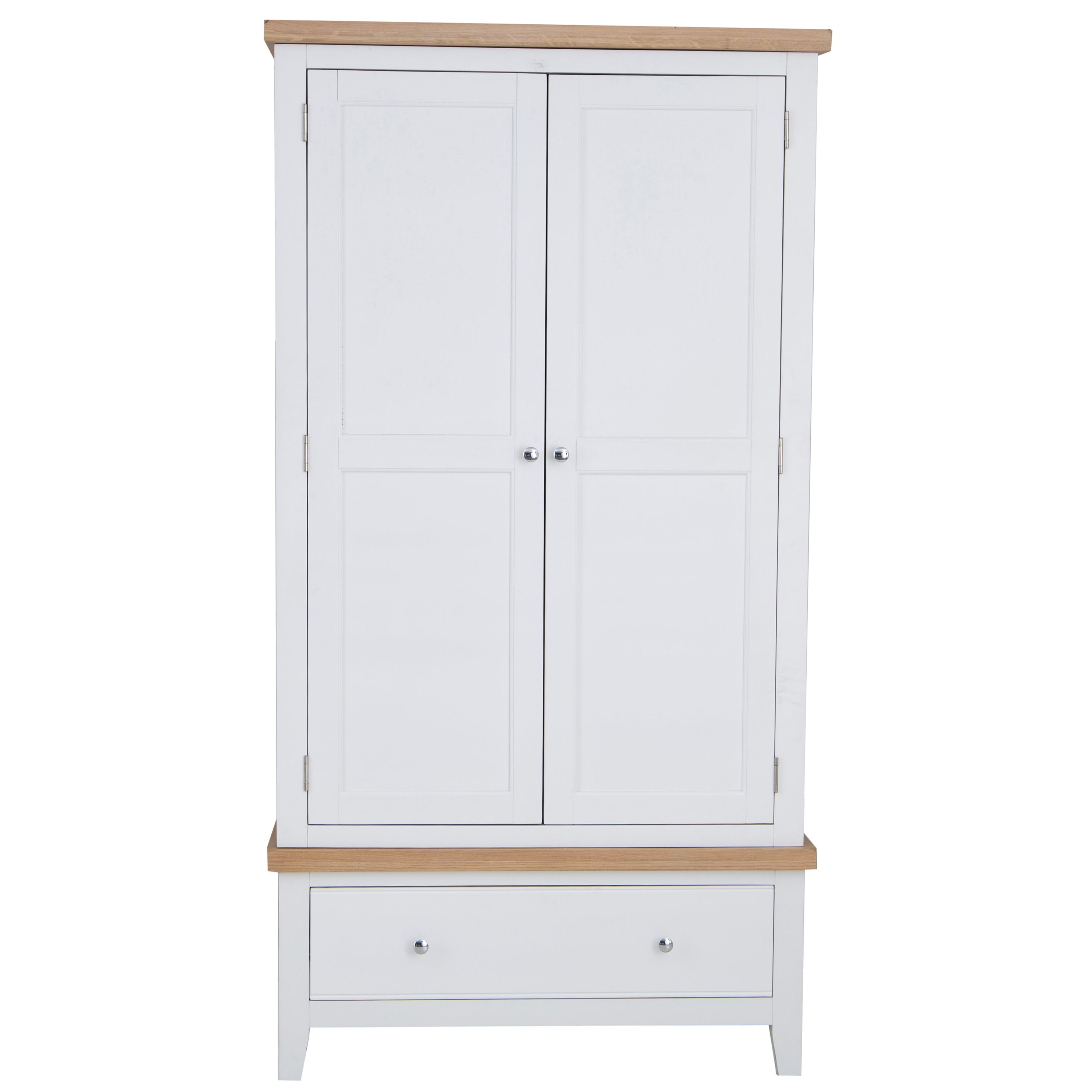 Earlham White Painted & Oak Wardrobe - 2 Door