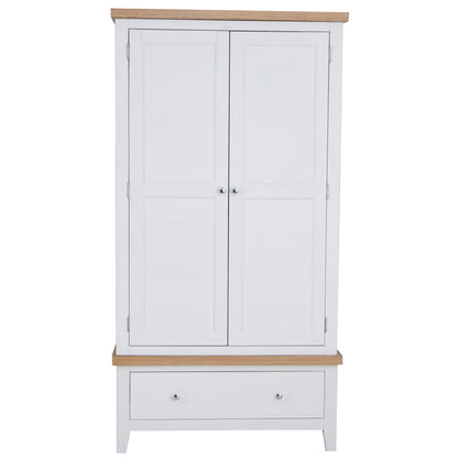 Earlham White Painted & Oak Wardrobe - 2 Door