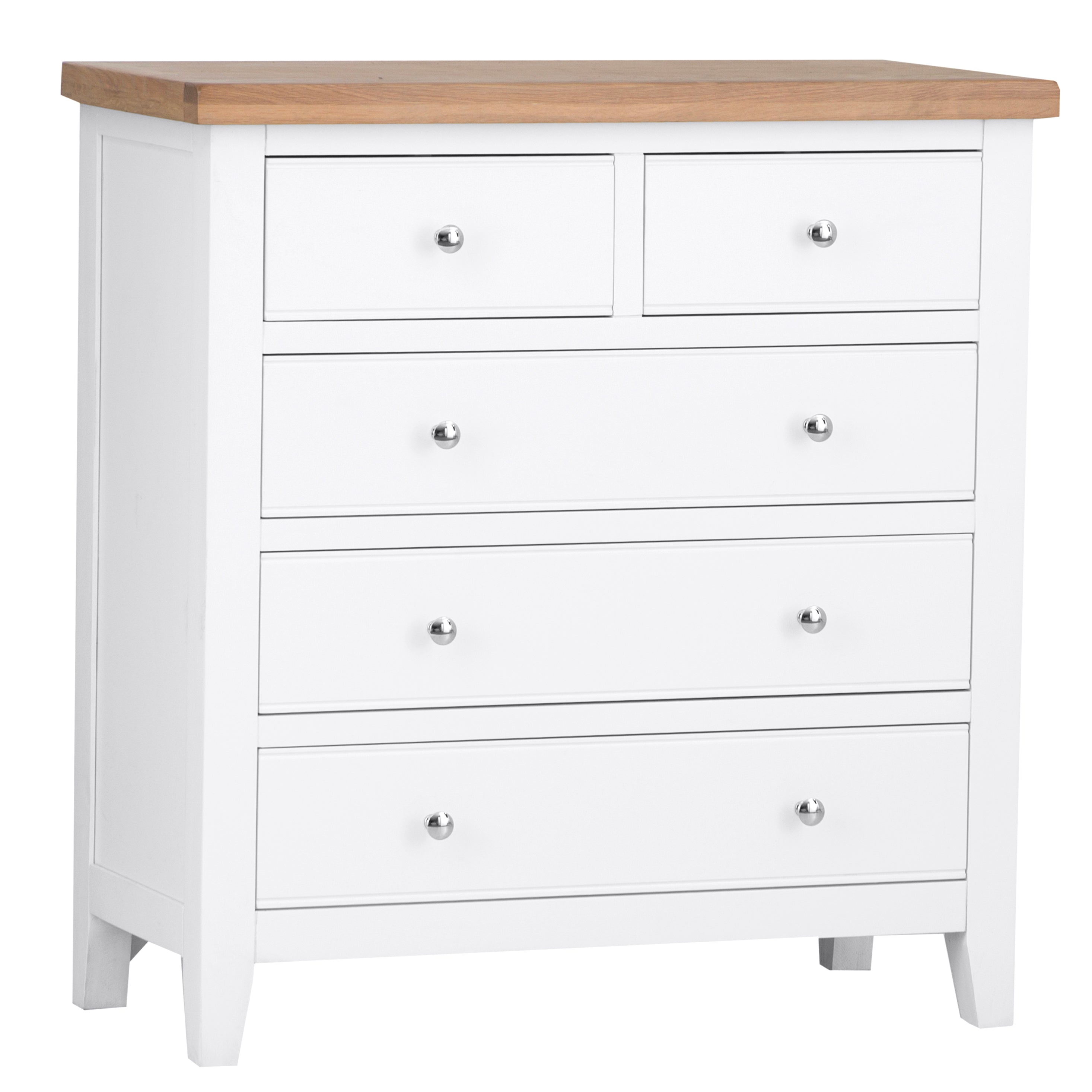 Earlham White Painted & Oak Chest of Drawers - 2 Over 3