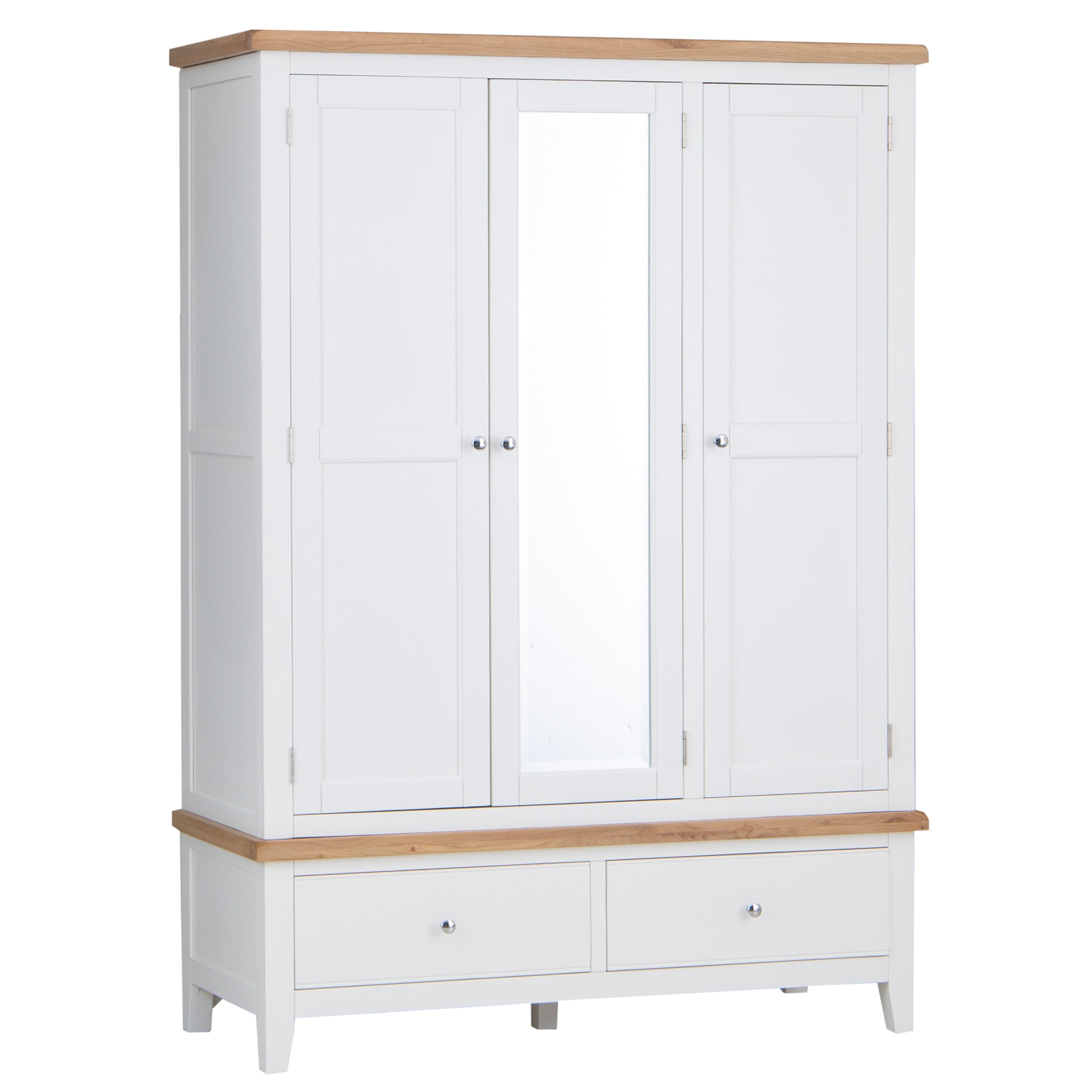 Earlham White Painted & Oak Wardrobe - 3 Door