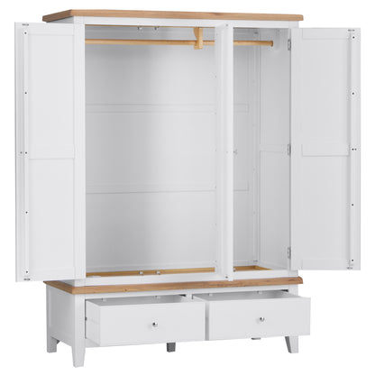 Earlham White Painted & Oak Wardrobe - 3 Door