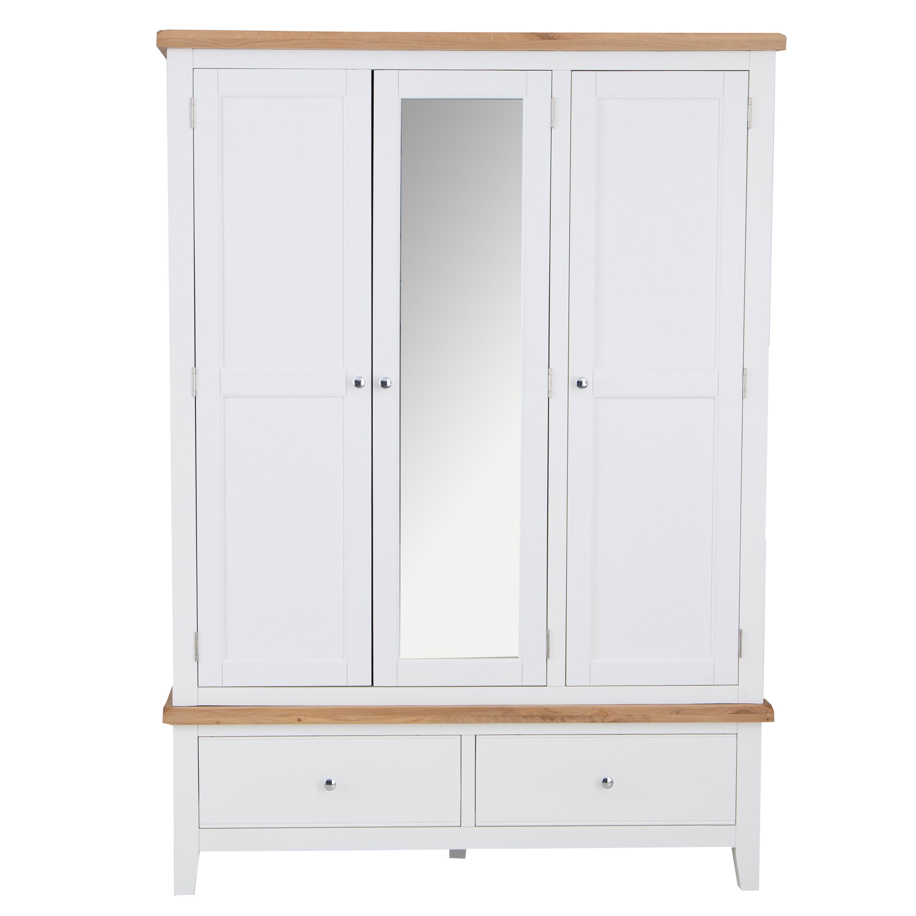 Earlham White Painted & Oak Wardrobe - 3 Door