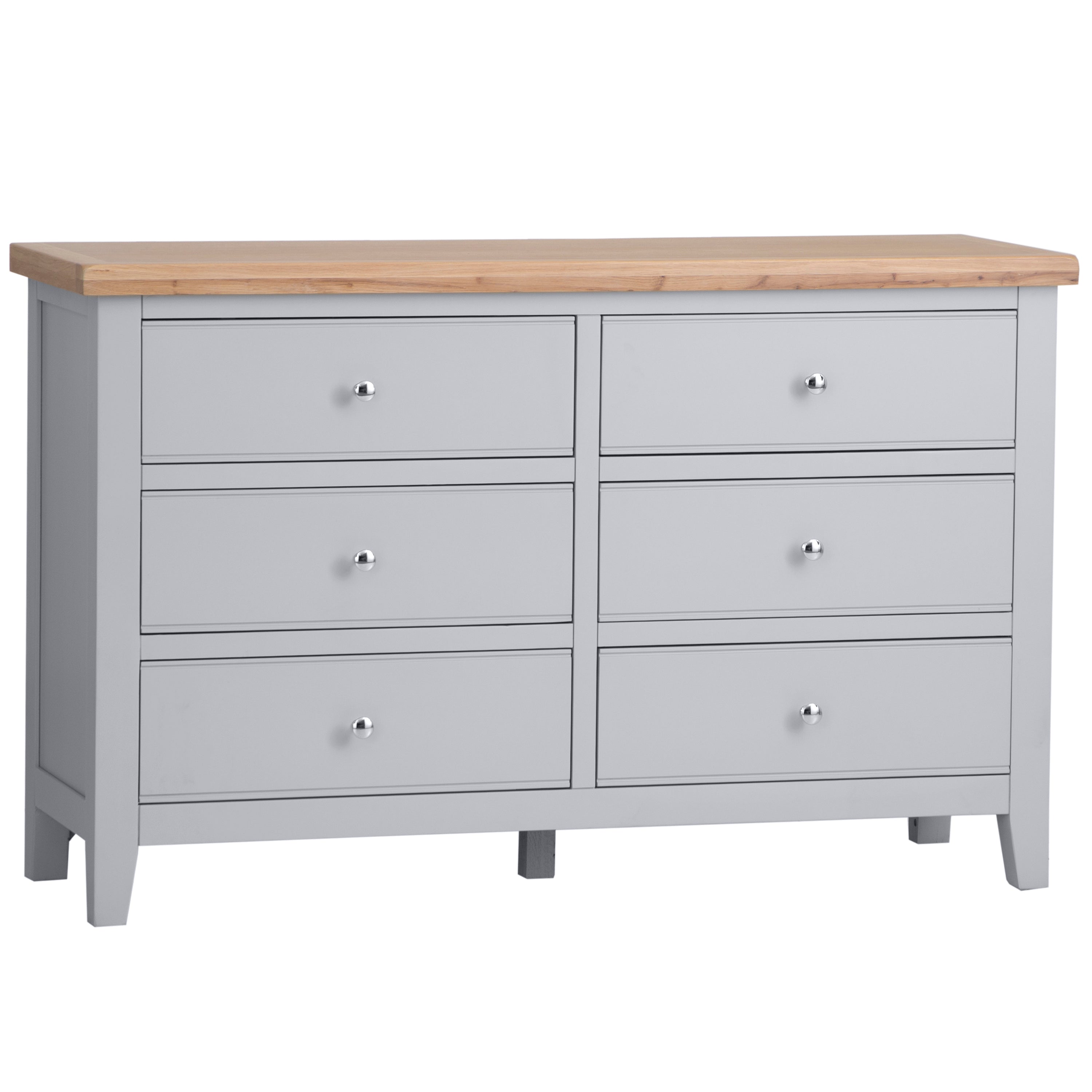 Earlham Grey Painted & Oak Chest of Drawers - 6 Drawer