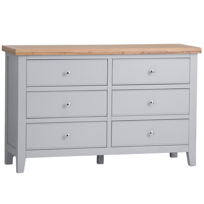 Earlham Grey Painted & Oak Chest of Drawers - 6 Drawer