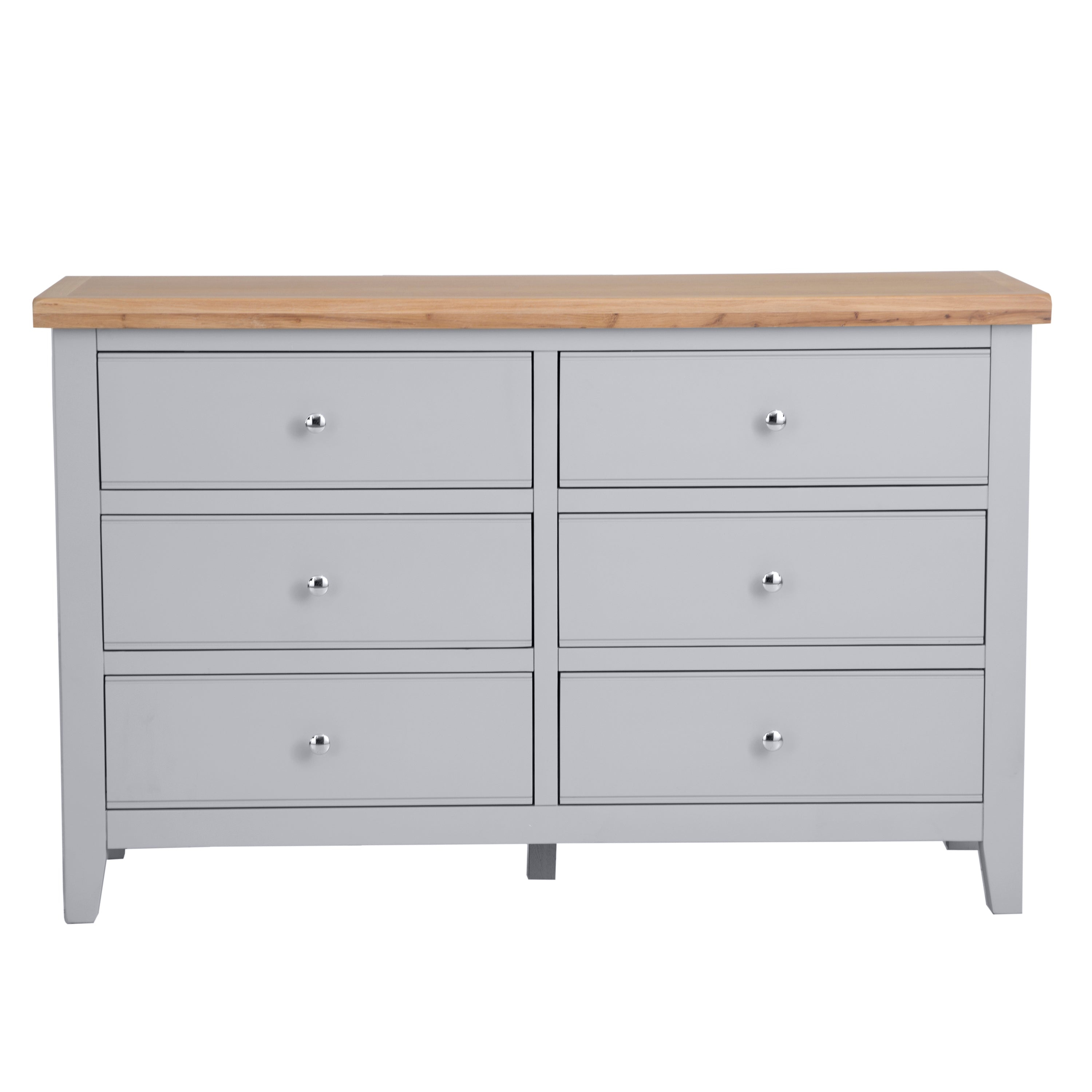 Earlham Grey Painted & Oak Chest of Drawers - 6 Drawer