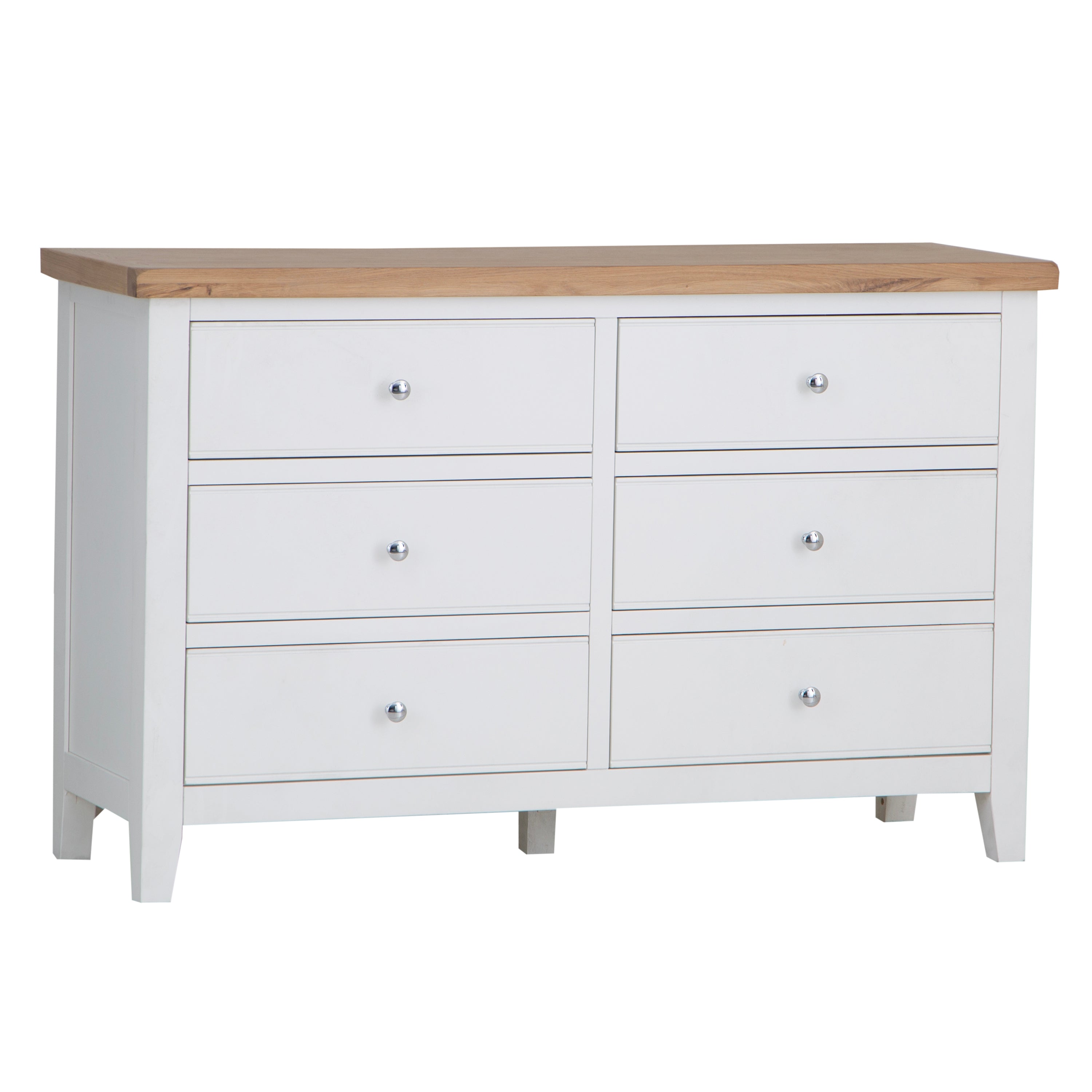 Earlham White Painted & Oak Chest of Drawers - 6 Drawer