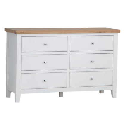 Earlham White Painted & Oak Chest of Drawers - 6 Drawer