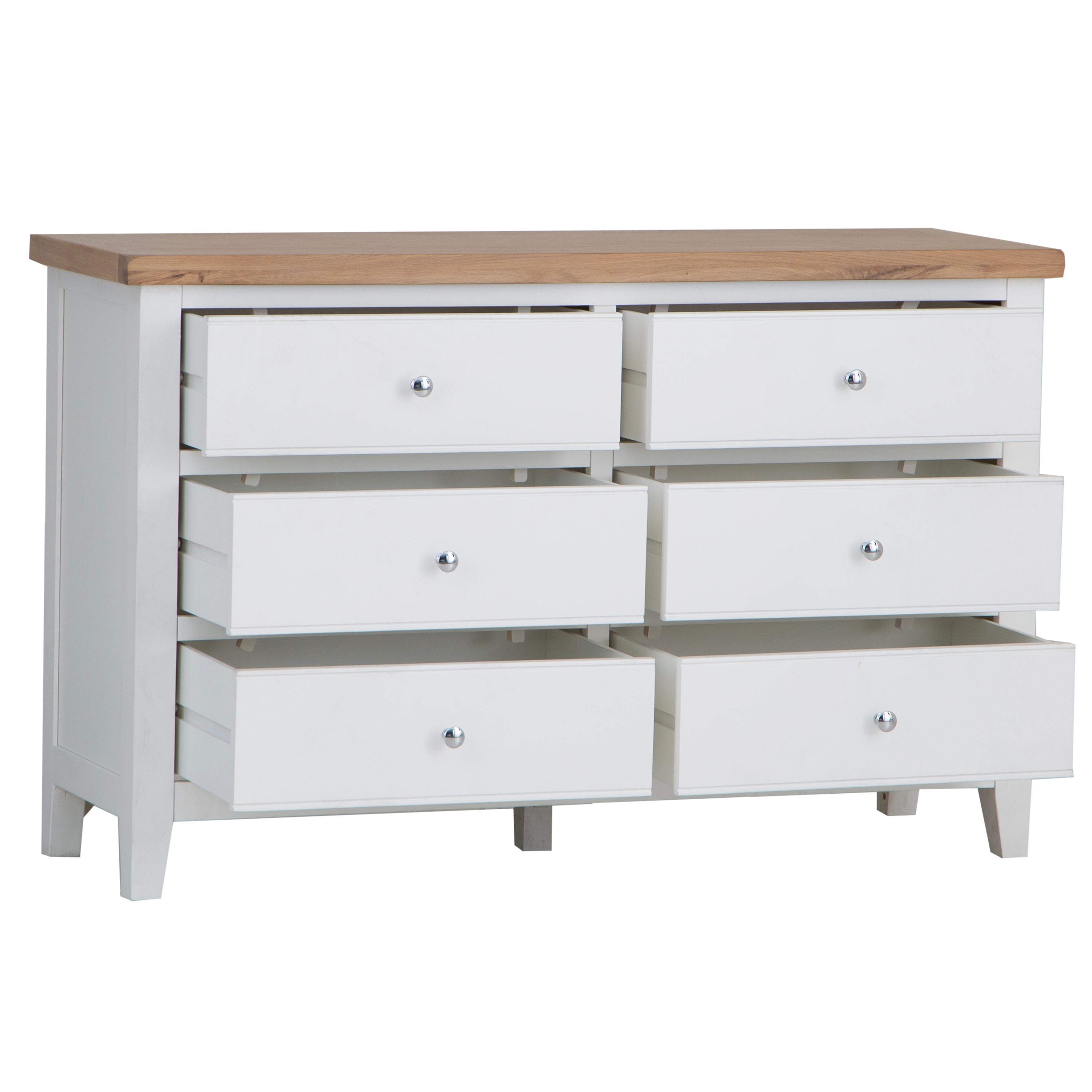 Earlham White Painted & Oak Chest of Drawers - 6 Drawer