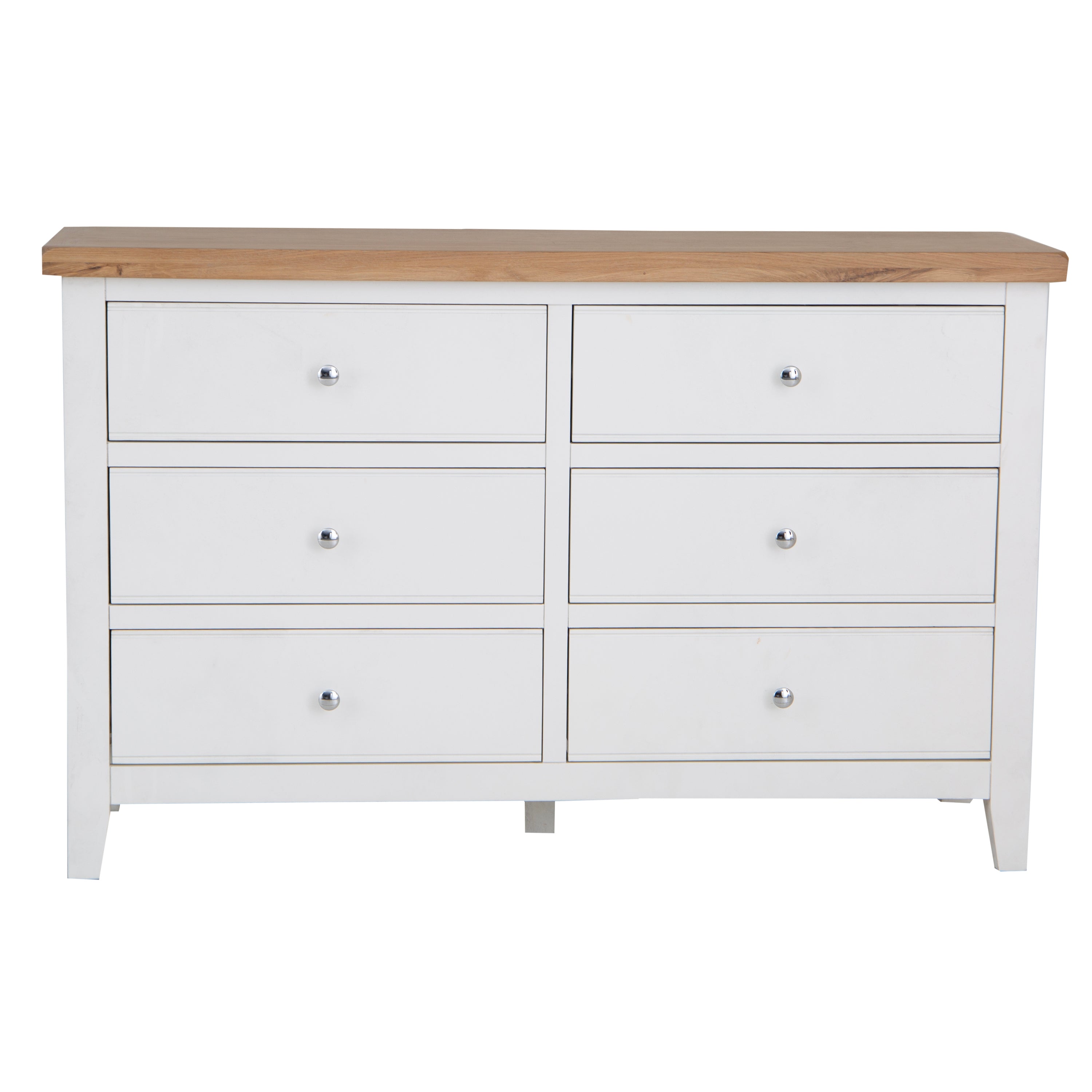 Earlham White Painted & Oak Chest of Drawers - 6 Drawer