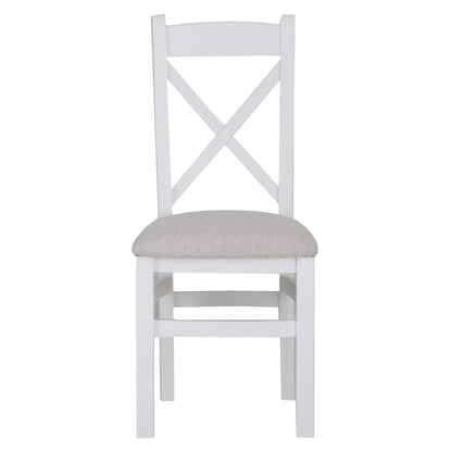 Earlham White Painted & Oak Cross Back Chair Fabric Seat