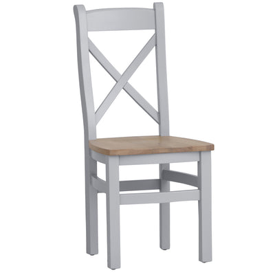 Earlham Grey Painted & Oak - 1.8m Refectory Extending Dining Table, PLUS x6 Cross Back Chairs - Wooden Seats