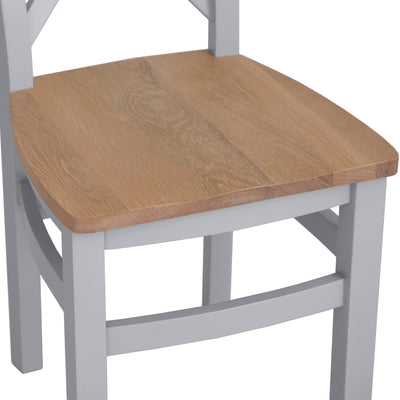 Earlham Grey Painted & Oak Cross Back Chair Wooden Seat