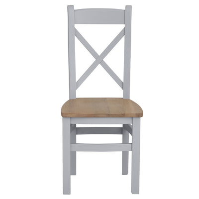 Earlham Grey Painted & Oak - 1.8m Refectory Extending Dining Table, PLUS x6 Cross Back Chairs - Wooden Seats