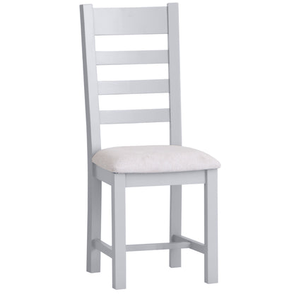 Earlham Grey Painted & Oak Ladder Back Chair Fabric Seat