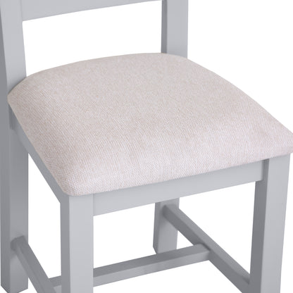 Earlham Grey Painted & Oak Ladder Back Chair Fabric Seat
