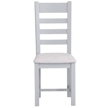 Earlham Grey Painted & Oak Ladder Back Chair Fabric Seat
