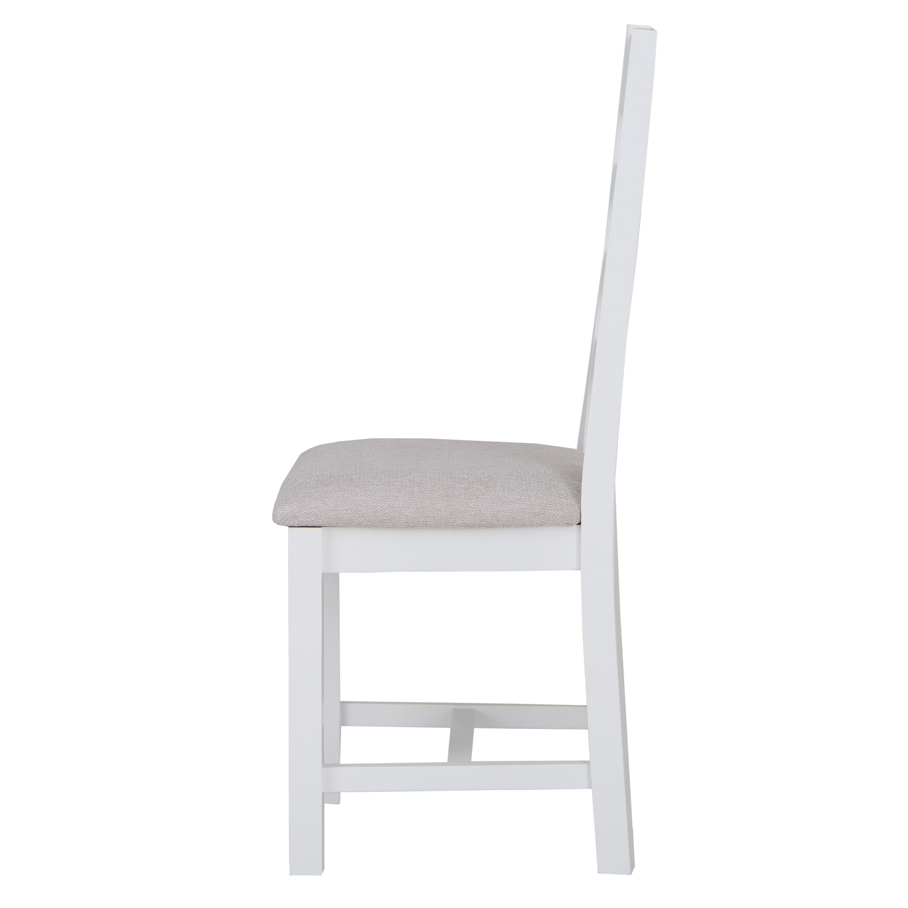 Earlham White Painted & Oak Ladder Back Chair Fabric Seat