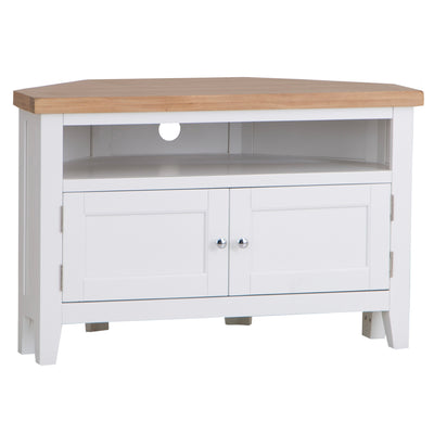 Earlham White Painted & Oak Corner TV Unit