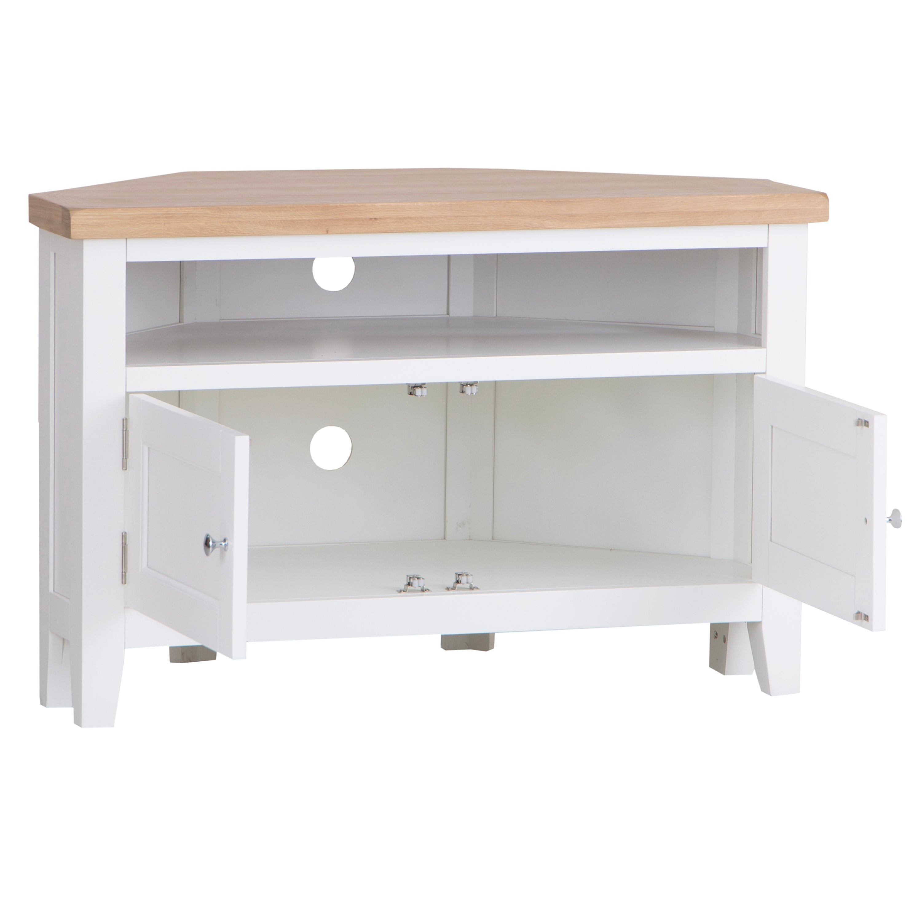 Earlham White Painted & Oak Corner TV Unit