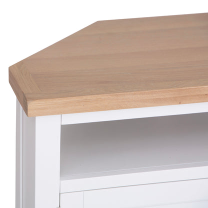 Earlham White Painted & Oak Corner TV Unit