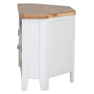 Earlham White Painted & Oak Corner TV Unit