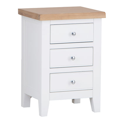 Earlham White Painted & Oak Bedside Cabinet - Large