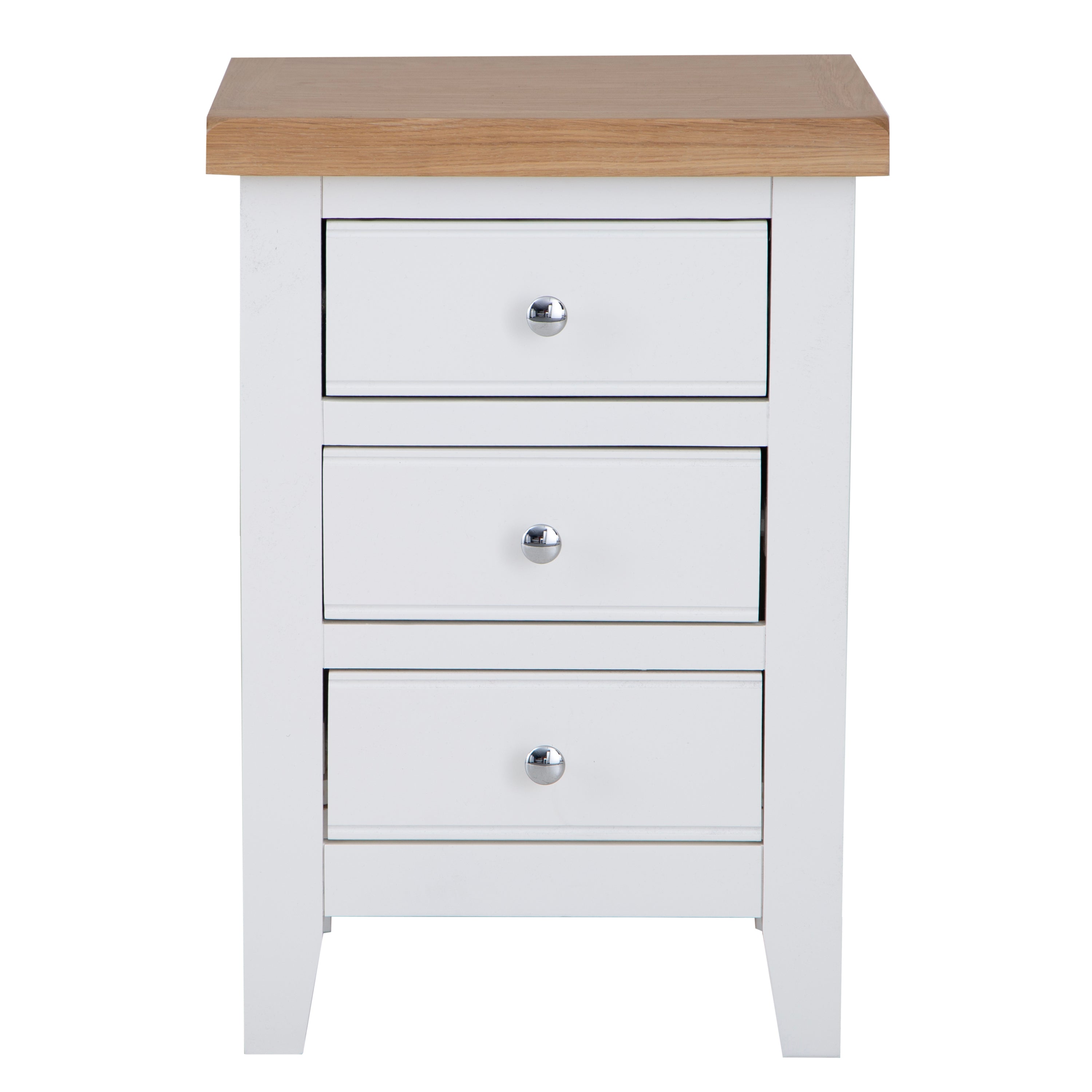 Earlham White Painted & Oak Bedside Cabinet - Large