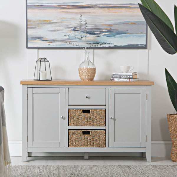 Earlham Grey Painted & Oak Large Sideboard