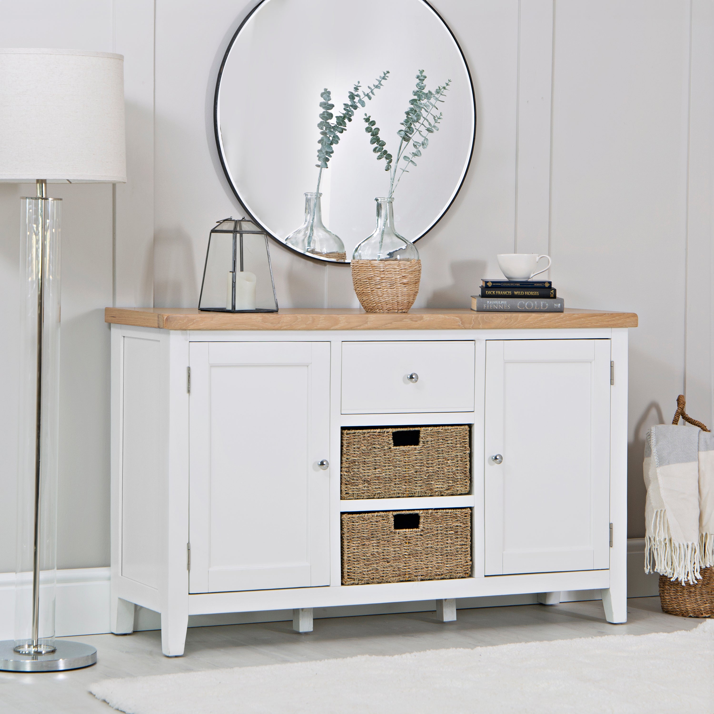 Earlham White Painted & Oak Large Sideboard