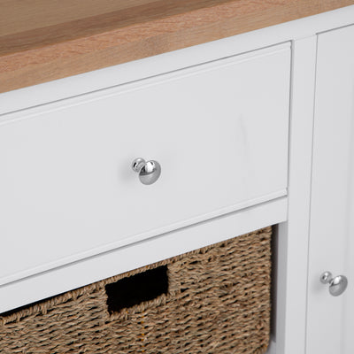 Earlham White Painted & Oak Large Sideboard