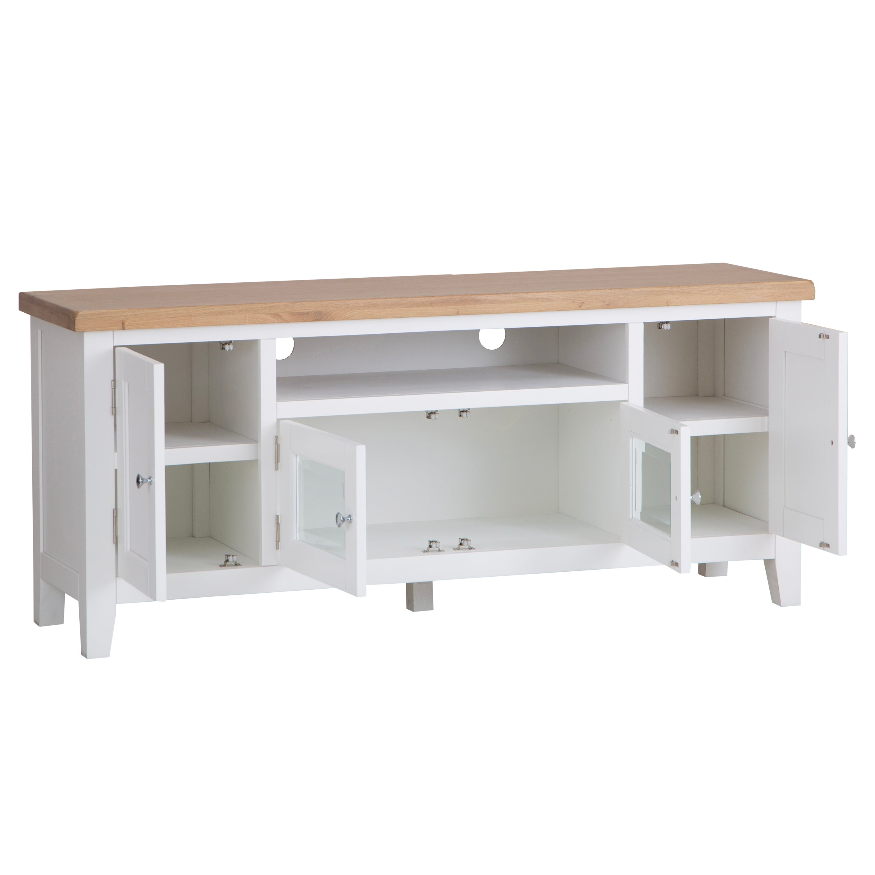 Earlham White Painted & Oak Large TV Unit