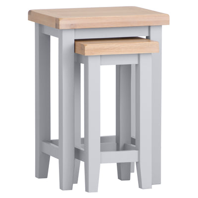 Earlham Grey Painted & Oak Nest of 2 Tables