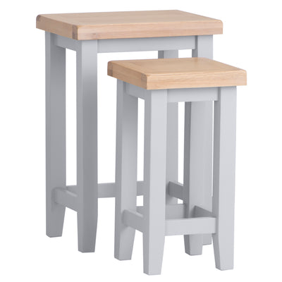 Earlham Grey Painted & Oak Nest of 2 Tables