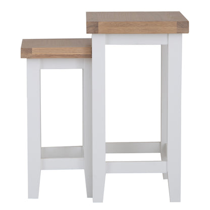 Earlham White Painted & Oak Nest of 2 Tables