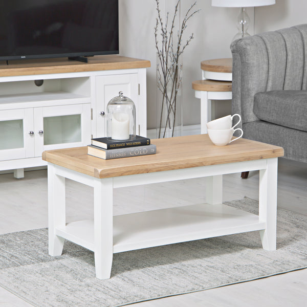 Earlham White Painted Oak Small Coffee Table The Oak Outlet Co