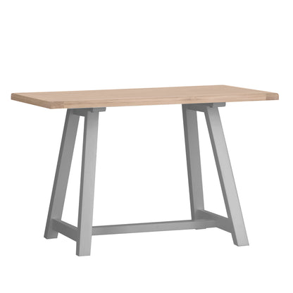 Montgomery Grey Corner Dining Bench Set with Backs, PLUS Earlham Grey Fixed Dining Table with Oak Top - Left Hand Facing
