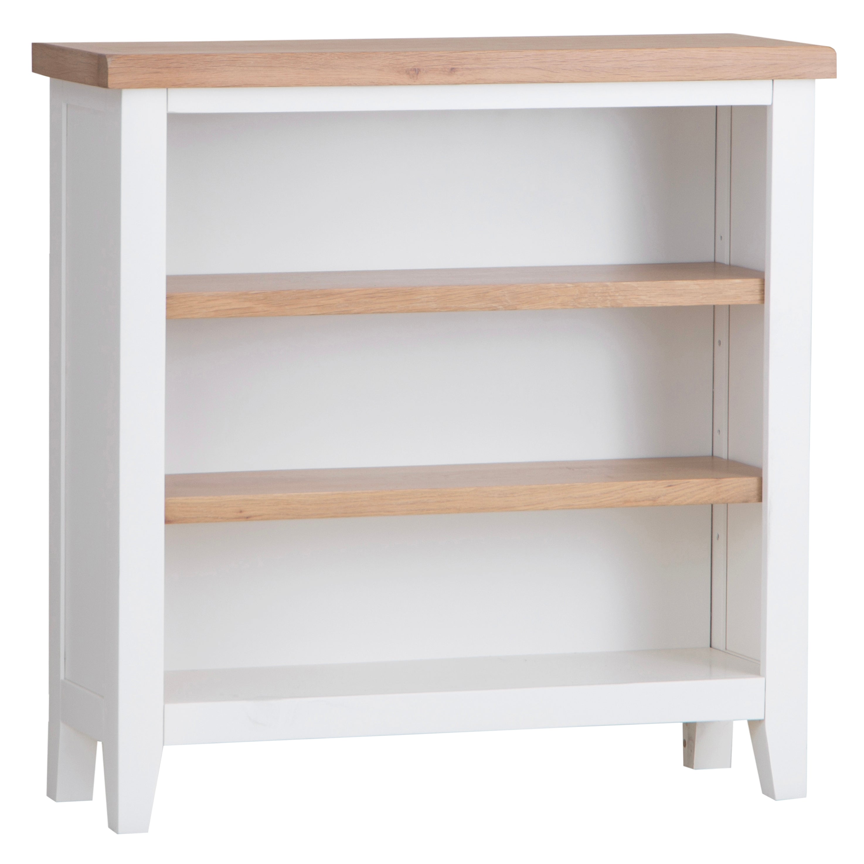 Earlham White Painted & Oak Small Wide Bookcase