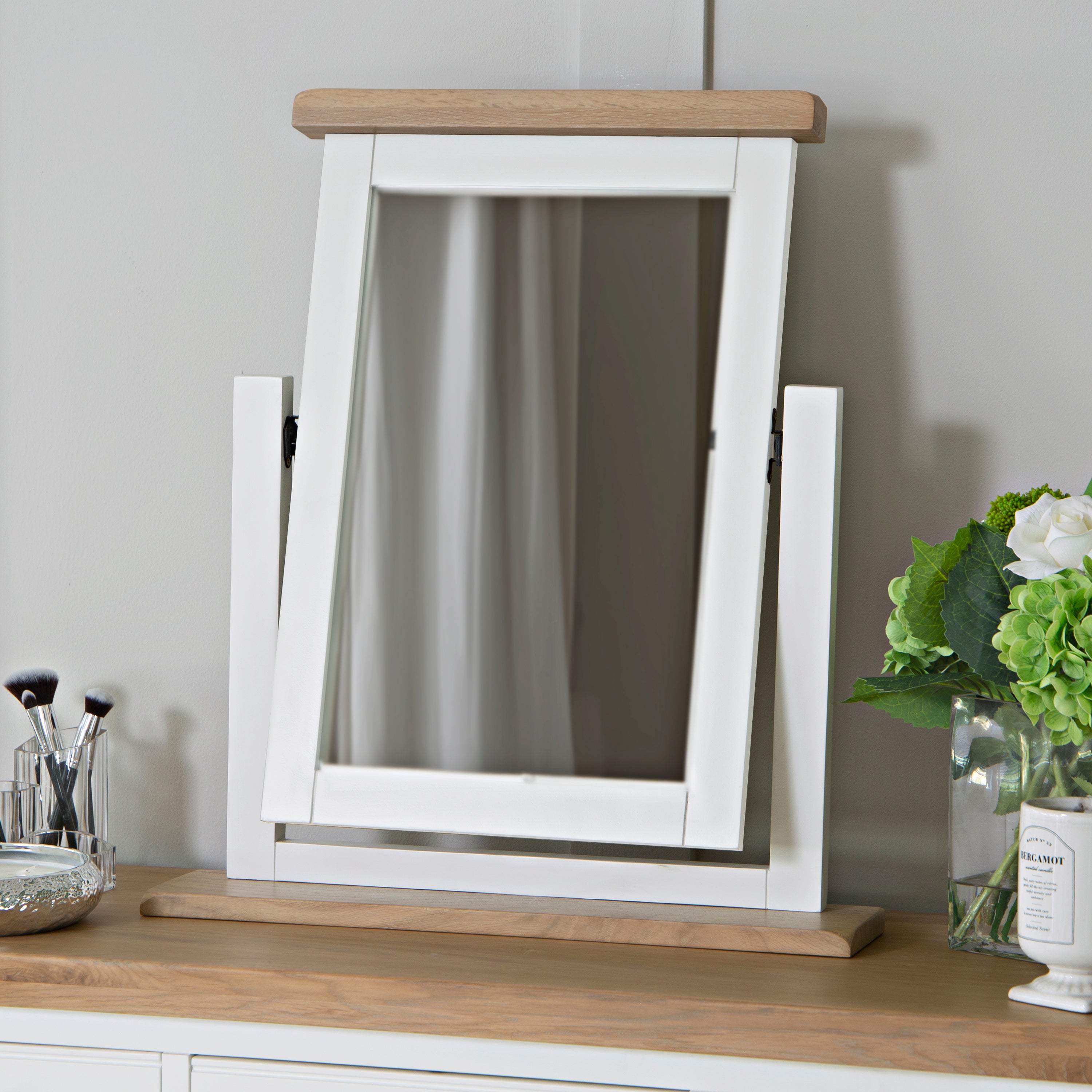 Earlham White Painted & Oak Trinket Mirror