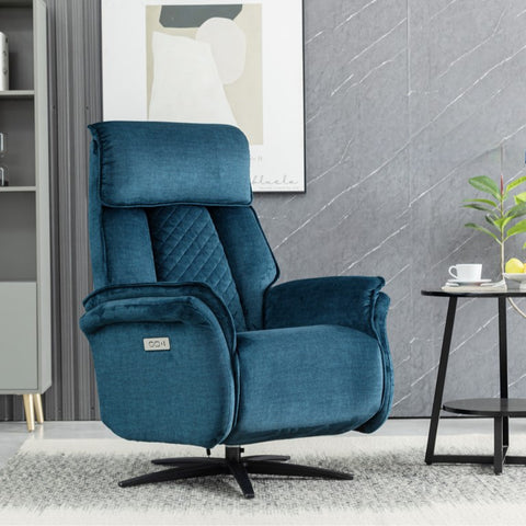 Evoque Swivel Electric Armchair - Ocean Blue