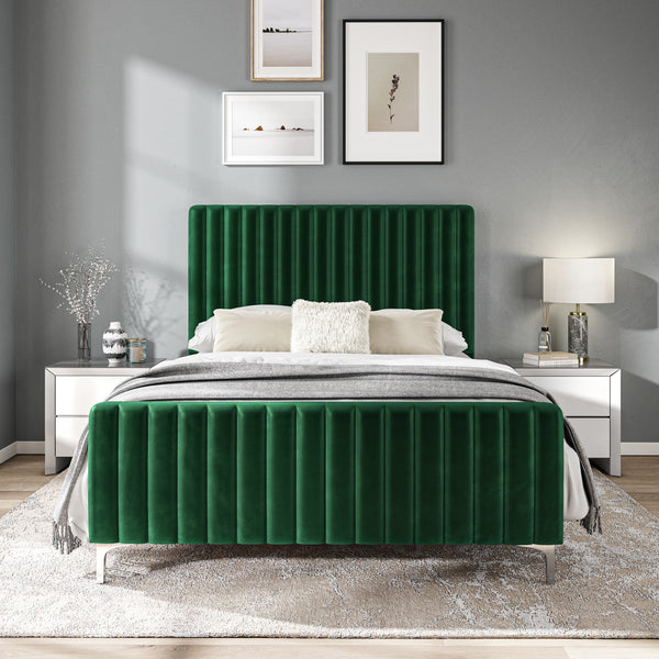 Emilia 4ft6 (135cm) Double Fabric Bedframe - Green Velvet