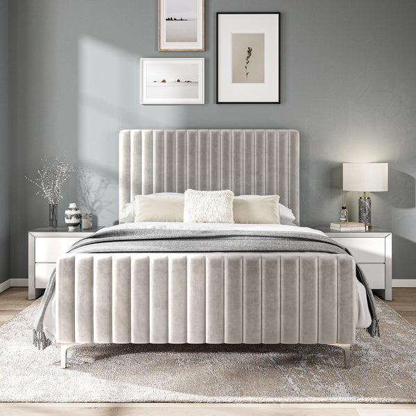 Emilia 4ft6 (135cm) Double Fabric Bedframe - Silvery Grey Velvet