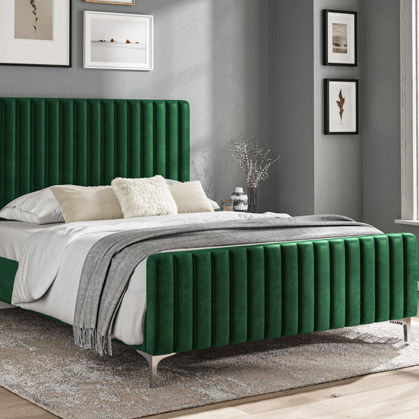 Emilia 5ft (150cm) King Size Fabric Bedframe - Green Velvet